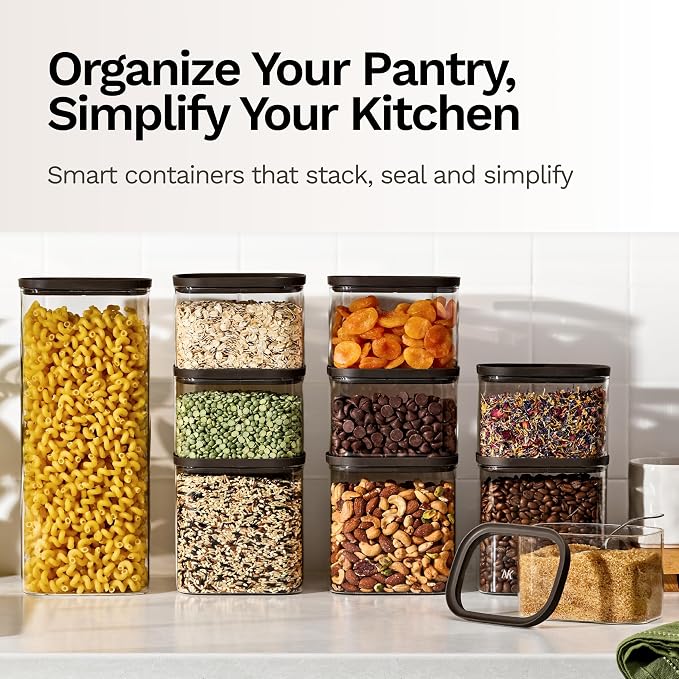 Naked Kitchen 20-Piece Food Storage Containers with Lids – Stackable BPA-Free Borosilicate Glass Pantry Storage Containers with Leak-Resistant Airtight Seal for Kitchen & Pantry Organization – Black - Image 2