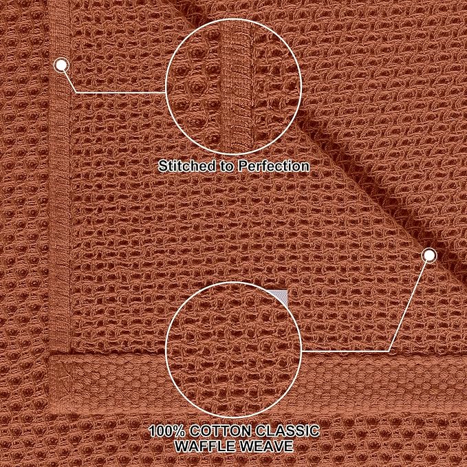 Homaxy 12 Pack 100% Cotton Kitchen Towels and Dishcloths Set, Rust | 12 x 12 Inches and 13 x 28 Inches Kitchen Towels Set, Ultra Soft Absorbent Dish Cloths for Washing Dishes - Image 2