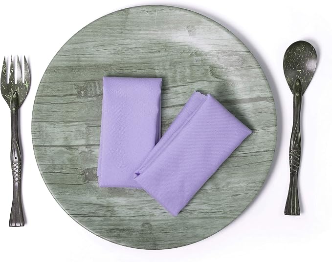 Pack of 50 Polyester Napkins 17 x 17 Inch Square with Scalloped Edge, Plain Washable Reusable Dining Table Cloth Napkin for Wedding Party Banquet Home Restaurant Bistro Decoration - Lavender - Image 4