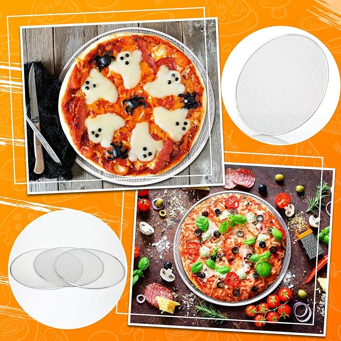 Nuogo 5 Pcs 14 Inch Pizza Pan with Holes Aluminum Mesh pizza Screen Seamless Round Tray for Oven Nonstick Baking Sheet for Kitchen Bakery Restaurant BBQ Party Cookware Supplies - Image 3