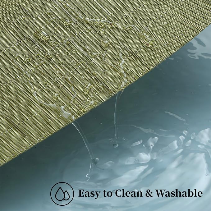 Leetaltree Pea Green Placemats Set of 6 - Heat Resistant Non-Slip Place mats for Dining Table, Washable Durable PVC Vinyl Woven Table Mats（Pea Green, 6） - Image 5
