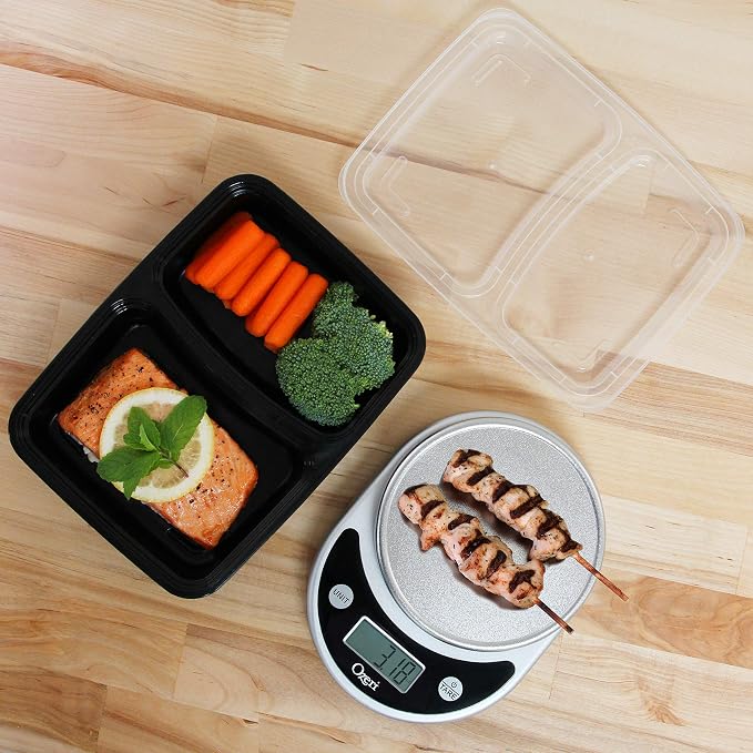 Freshware Meal Prep Containers with Lids 28 oz [50 Pack] 2-Compartment Food Storage Containers, Bento Box Lunch Containers, BPA Free, Airtight, Stackable, Reusable, Microwave/Dishwasher/Freezer Safe - Image 5
