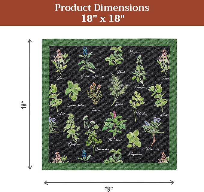 Maison d' Hermine Cloth Napkins Set of 4 Reusable 100% Cotton (18" x 18") | Everyday Square Napkins Cloth Washable Dinner Party Wedding Restaurant Hotel Kitchen Spring Summer - Fresh Herbs - Image 7