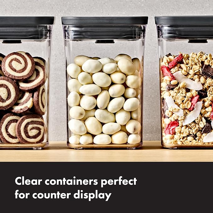 OXO Good Grips POP Container — Big Square Short — 2.8 Qt / 2.6 L — Matte Black, Organization and Storage Solution - Image 5