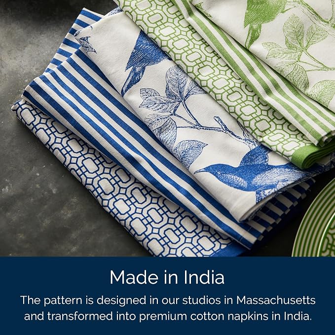 Pinstripe Blue Dinner Napkins Set of 4 | 100% Cotton Cloth Set for Entertaining or Everyday Table | Perfect for Wedding, Birthday, Christmas Blue and White, 22 Inch Square - Image 5