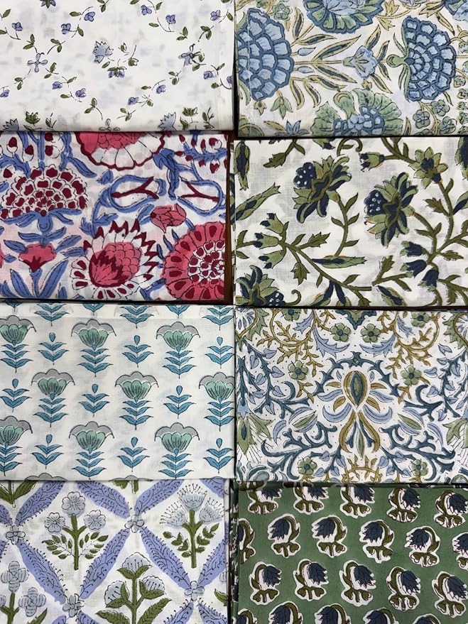 Napkins, Kitchen Towels, Table Decor, Table Linen, Cotton Cloth Border Napkins, Size 18"x 18", Hand Block Print Lunch, Dinner Napkins (Random Mix, Set of 4-18x18 Inch) - Image 9