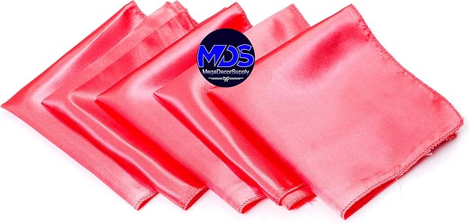 Set of 100 PCS Satin Napkin 12x12 Inch Square, Dinner Table Napkins for Wedding, Bulk Silky Sateen Cloth Napkins for Restaurant Banquet Graduation Birthday Party Decoration - Coral - Image 2