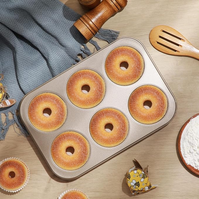 6 Pack Jumbo Nonstick Muffin Baking Pan Muffin Tins Heavy Duty Cupcake Tin Gold Carbon Steel Cup Cake Tray for Baking Cupcakes, Dishwasher Safe Small Muffins Tarts - Image 4