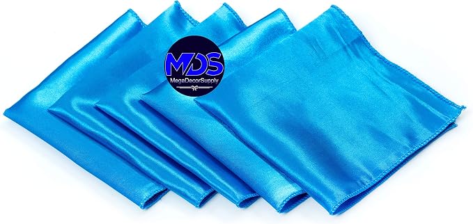 Set of 100 PCS Satin Napkin 12x12 Inch Square, Dinner Table Napkins for Wedding, Bulk Silky Sateen Cloth Napkins for Restaurant Banquet Graduation Birthday Party Decoration - Blue - Image 2