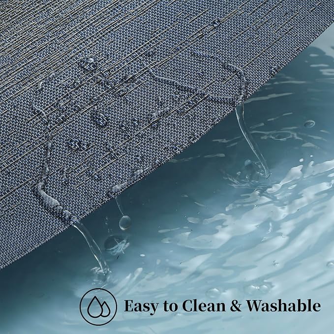 Leetaltree Denim Blue Placemats Set of 6 - Heat Resistant Non-Slip Place mats for Dining Table, Washable Durable PVC Vinyl Woven Table Mats（Denim Blue, 6） - Image 5