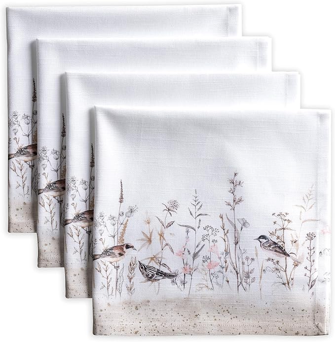 Maison d' Hermine Meadow Florals - Brown Bundle Set 100% Cotton Set of Napkins (20 Inch by 20 Inch) and Set of 4 Placemats (13 Inch by 19 Inch) - Image 2