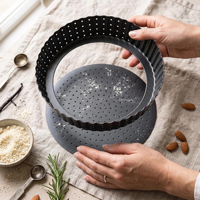 Deep Dish Quiche Lorraine Pie Pan - 7.87 inch Tart Pans with Removable Bottoms - Apple Pie Pan - 7.87 inch Tarte Tatin Pan - Deep Dish Pie Crust - Quiche Baking Dish - Image 3