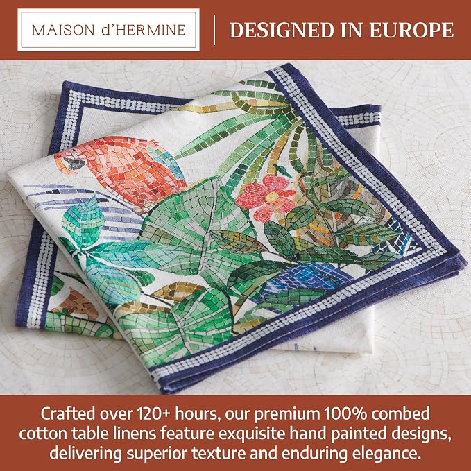 Maison d' Hermine Cloth Napkins Set of 4 100% Combed Cotton (20" x 20") | Everyday Square Napkins Cloth Washable Dinner Party Wedding Restaurant Hotel Kitchen Spring Summer - Mosaic - Image 3