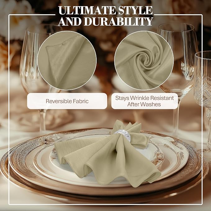 17 x 17-Inch Shantung Satin Cloth Napkins, Cafe Set of 120 - Image 3