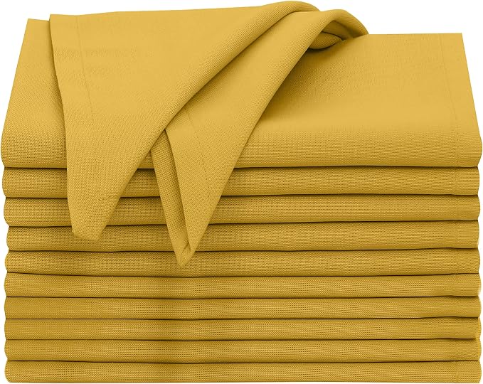 Ruvanti Cloth Napkins Set of 12, 18x18 Inches, 100% Cotton, Washable, Soft & Absorbent, Perfect for Wedding, Christmas, ‎Thanksgiving Dinners - Spicy Mustard - Image 9