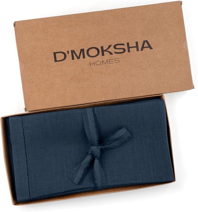 Signature Linen™ by D'Moksha Navy Blue Dinner Napkins Set of 8, 20 x 20 Inch Cloth Napkins, 100% Pure Linen, Hemstitch, Machine Washable Table Napkins- Summer, Weddings, Outdoor hostings - Image 4