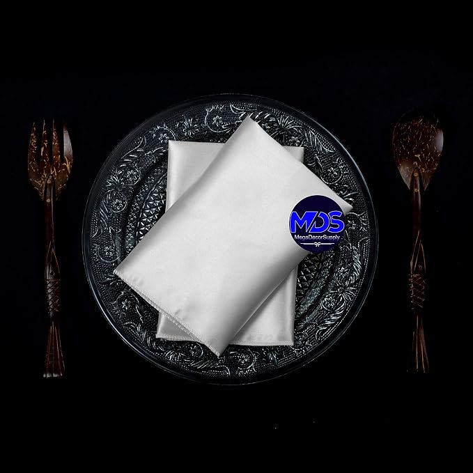 Set of 100 PCS Satin Napkin 12x12 Inch Square, Dinner Table Napkins for Wedding, Bulk Silky Sateen Cloth Napkins for Restaurant Banquet Graduation Birthday Party Decoration - White - Image 5