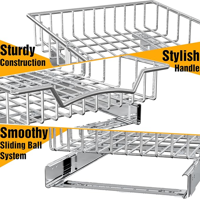 Simple Houseware Under Cabinet Pull Out Sliding Shelf Drawer, 18Dx11W | for Kitchen Organizer - Image 6