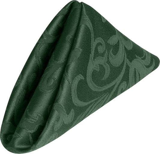 17x17-Inch Square Damask Cloth Napkins, Hunter, Set of 12 | Bulk Case of 1 Dozen, Somerset, 50% Cotton / 50% Polyester Fabric, Woven Damask Pattern, Soft Hand, Machine Washable, Green by UltimateTextile