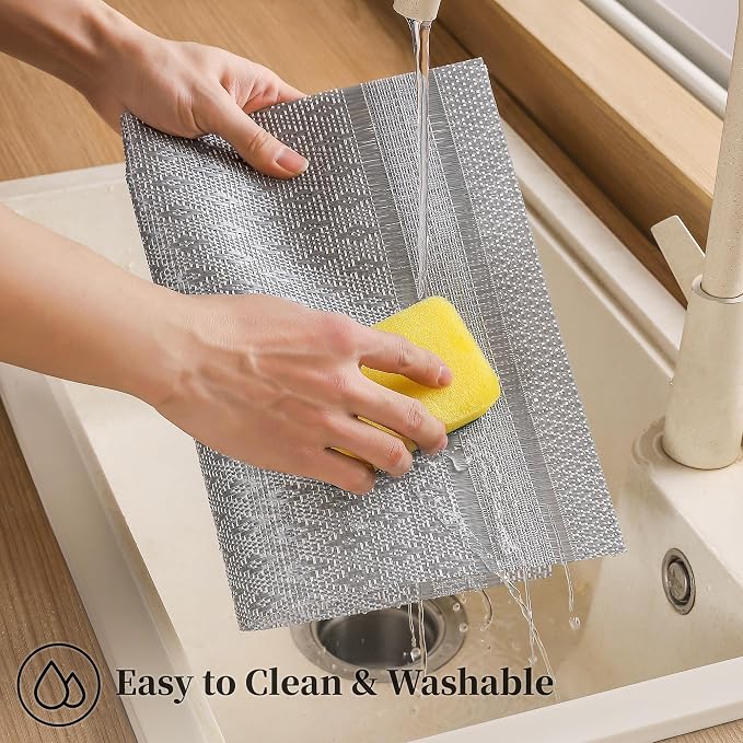Leetaltree Lunar Grey Placemats Set of 12 - Heat Resistant Non-Slip Place mats for Dining Table, Washable Durable PVC Vinyl Woven Table Mats（Lunar Grey, 12） - Image 5