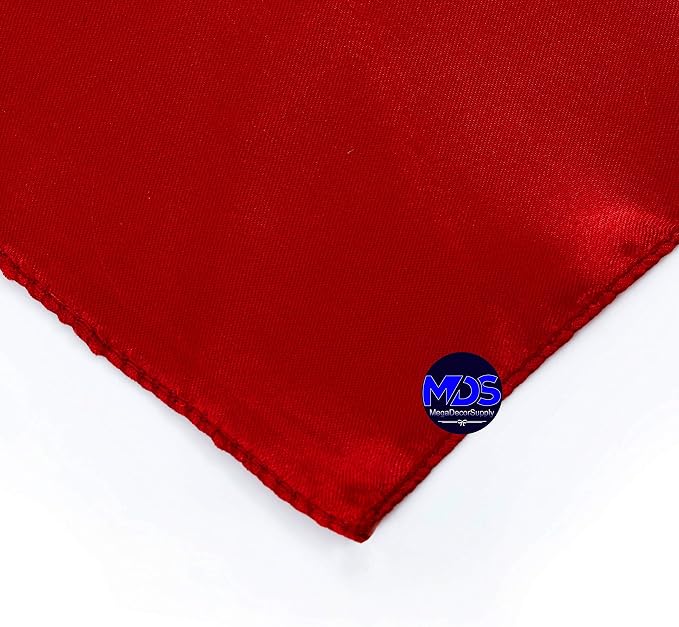 Set of 100 PCS Satin Napkin 12x12 Inch Square, Dinner Table Napkins for Wedding, Bulk Silky Sateen Cloth Napkins for Restaurant Banquet Graduation Birthday Party Decoration - Red - Image 3