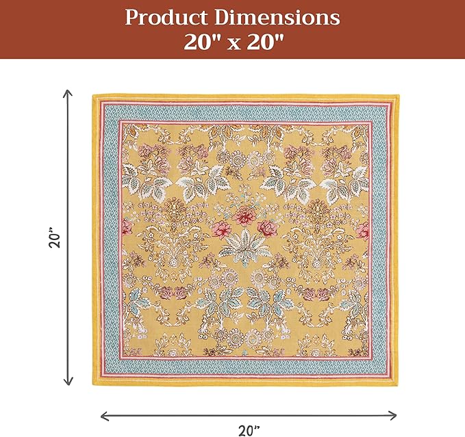 Maison d' Hermine Cloth Napkins Set of 4 Reusable 100% Cotton (20" x 20") | Everyday Square Napkins Cloth Washable Dinner Party Wedding Restaurant Hotel Kitchen Spring Summer - Marquise - Image 7
