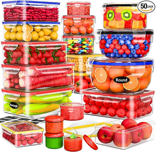 RockBerry 40 PCS Food Storage Containers with Lids (20 Boxes-20 Lids) | Airtight- Plastic Stackable Container for Pantry Kitchen Organization-Microwave Dishwasher,Freezer Safe 100% Leak Proof by RockBerry