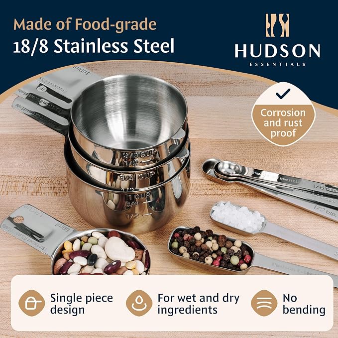 Hudson Essentials Stainless Steel Measuring Cups and Spoons Set (15 Piece Set) - Image 2