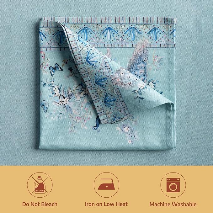Maison d' Hermine Napkin 100% Combed Cotton Premium Set of 4 Decorative Washable Table Cloth Napkins for Dining, Home, Wedding, Banquet, Peacock Utopia - Pastel Turquoise (20”x20”) - Image 8