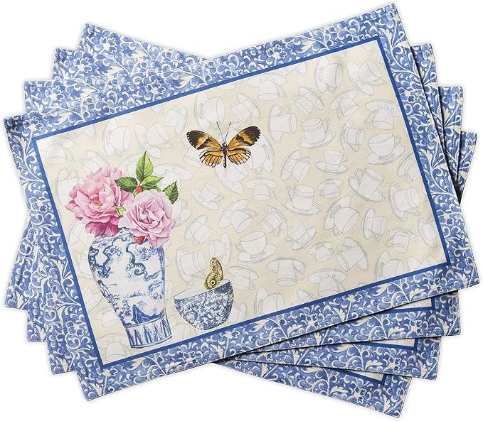 Maison d' Hermine Canton Bundle Set 100% Cotton Set of 4 Napkins (20 Inch by 20 Inch) and Set of 4 Place Mats (13 Inch by 19 Inch) - Image 3