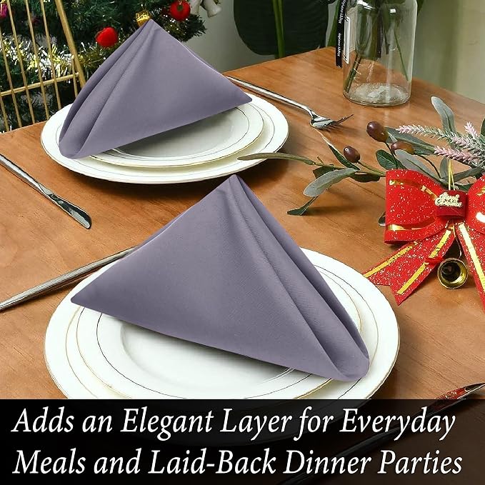 Ruvanti Cloth Napkins Set of 12, 18x18 Inch, Soft & Absorbent Cotton Enrich Dinner Napkins for Hotel, Wedding Parties, Napkins Everyday - Coffee Grey - Image 2