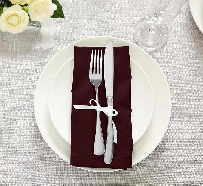 Utopia Kitchen Cotton Blend Burgundy Cloth Napkins [12 Pack, 18x18 Inch] | Absorbent Washable and Reusable for Dinner, Restaurant, Lunch, Wedding and Hotel - Image 6