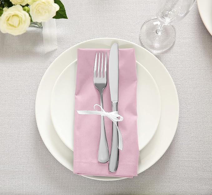 Utopia Kitchen Cotton Blend Pink Cloth Napkins [12 Pack, 18x18 Inch] | Absorbent Washable and Reusable for Dinner, Restaurant, Lunch, Wedding and Hotel - Image 6