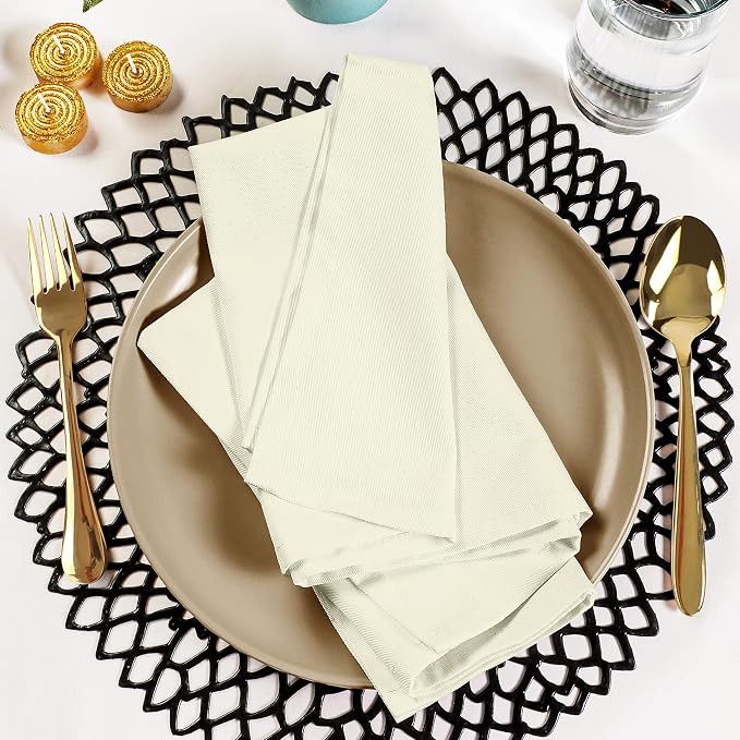Utopia Kitchen Cotton Blend Ivory Cloth Napkins [12 Pack, 18x18 Inch] | Absorbent Washable and Reusable for Dinner, Restaurant, Lunch, Wedding and Hotel - Image 8
