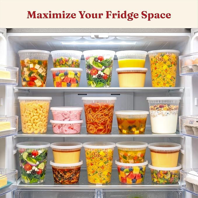 32oz Deli Containers with Lids (40 Sets/80 Pcs) Quart Plastic Containers with lids, BPA-Free Microwave Freezer Safe Bowl, Leakproof Food Prep Containers for Leftover Food Storage &To-Go - Image 5