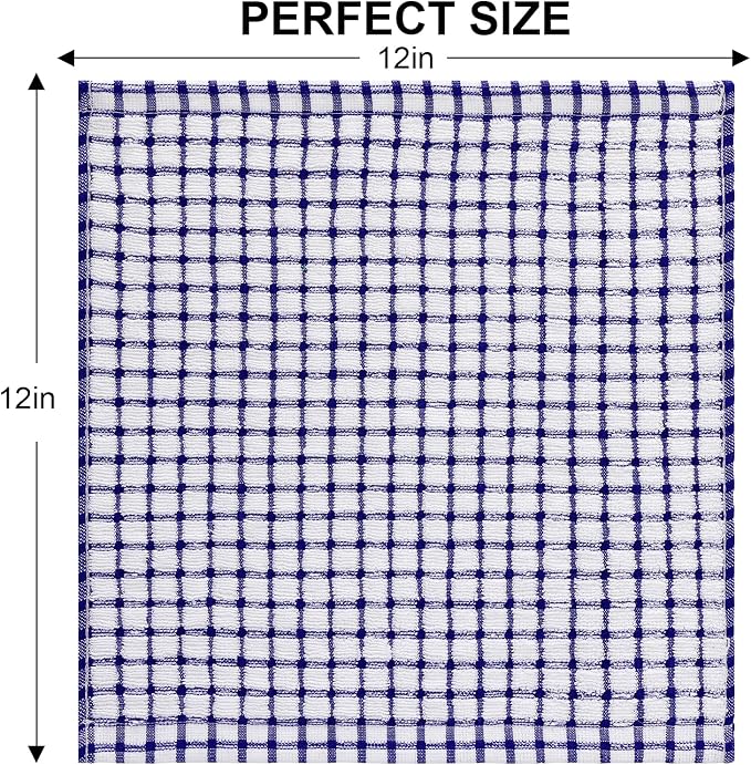 Kitinjoy Cotton 24 Pack Terry Kitchen Dish Cloths, Blue | 12 x 12 Inches Super Soft and Absorbent Dish Rags, Quick Drying Dish towels for Washing Dishes - Image 5