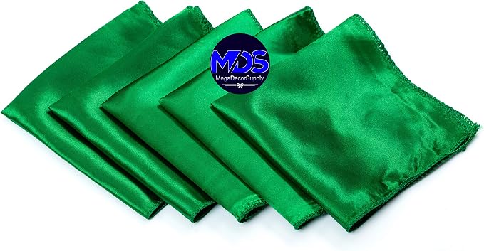 Set of 100 PCS Satin Napkin 12x12 Inch Square, Dinner Table Napkins for Wedding, Bulk Silky Sateen Cloth Napkins for Restaurant Banquet Graduation Birthday Party Decoration - Green - Image 2
