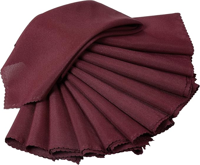 Pack of 50 Polyester Napkins 17 x 17 Inch Square with Scalloped Edge, Plain Washable Reusable Dining Table Cloth Napkin for Wedding Party Banquet Home Restaurant Bistro Decoration - Maroon - Image 2