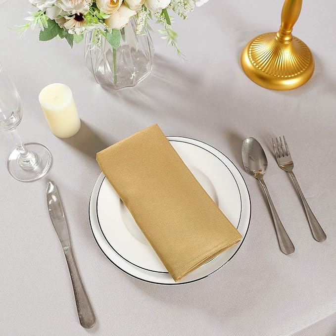 Cloth Napkins 20x20 inch Washable Polyester Dinner Napkins Soft Table Napkins for Wedding Party Dining Banquet(Gold,100PCS) - Image 7