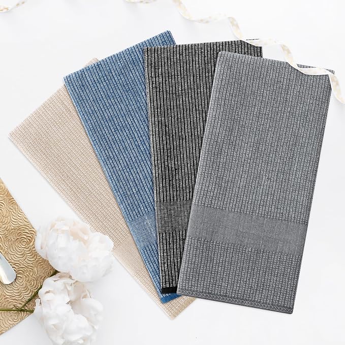 Homaxy 380 GSM Cotton Premium Kitchen Towels 8 Pack, 18"x 28", Mixed Color | Flat and Terry Dish Towels, Highly Absorbent Tea Towel Set with Hanging Loop, Soft Utility Kitchen Hand Towels - Image 7