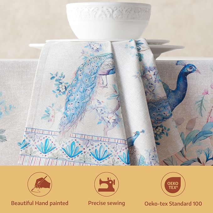 Maison d' Hermine Cloth Napkins Set of 4 100% Combed Cotton (20" x 20") | Everyday Square Napkins Cloth Washable Dinner Party Wedding Restaurant Hotel Kitchen Spring Summer - Peacock Utopia - Orginal - Image 2