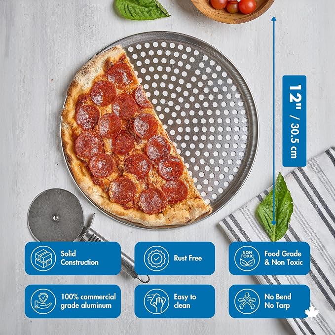 Norjac Pizza Pan with Holes, 10 Inch 2 Pack, Aluminum Pans for Oven, Round, Rust-Free & Heavy-Duty, Perforated Baking Tray for Crispy Crust - Image 6