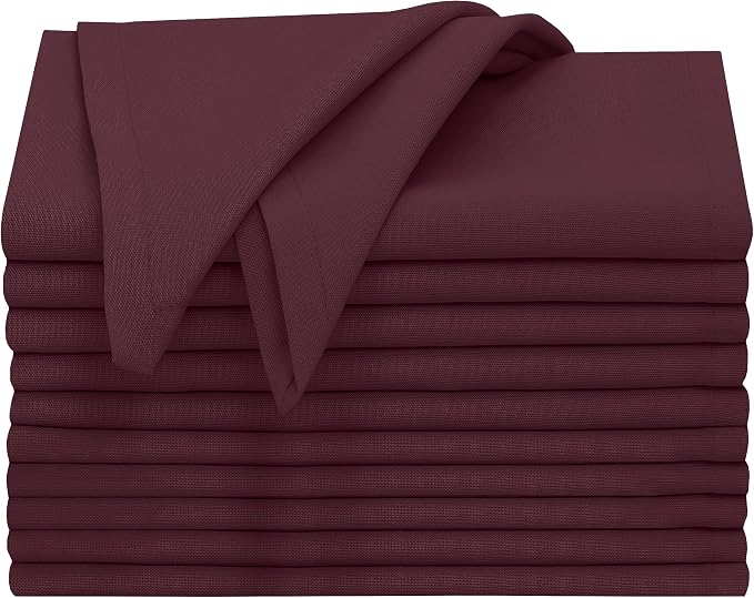Ruvanti Cloth Napkins Set of 12, 18x18 Inches, 100% Cotton, Washable, Soft & Absorbent, Perfect for Wedding, Christmas, ‎Thanksgiving Dinners - Burgundy - Image 9
