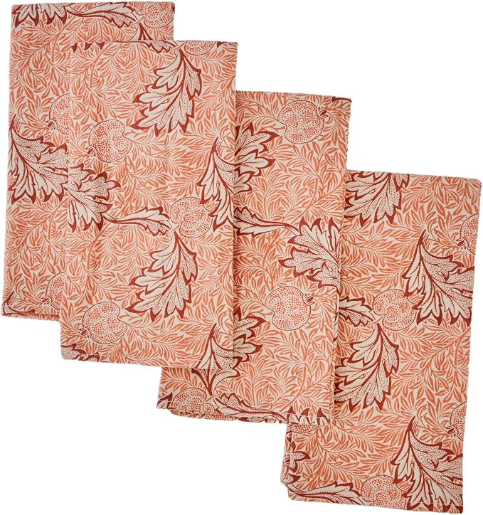 William Morris Apple Cloth Napkins | 100% Cotton, Highly Absorbent, Quick-Dry, & Reusable | Printed Home Decor Premium Cloth Dinner Napkins for Table & Dining | 20" x 20" (Set of 4) by Sparkle+Being