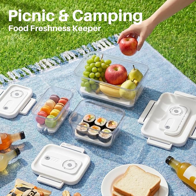 Food Storage Containers with Lids Airtight Set, BPA Free, Vacuum Container | Vacuum Container Set with Ice Packs for Lunch Boxes & Coolers - Freezer Packs for Kitchen, Fridge, Camping, Picnic - Image 2