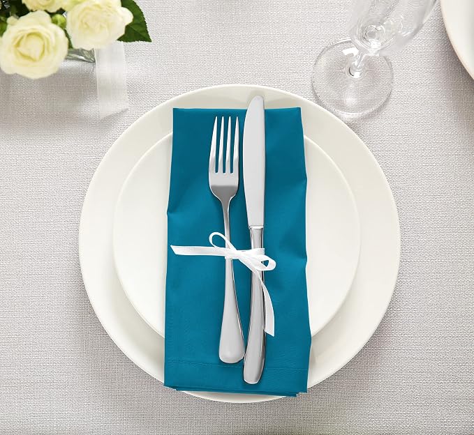 Utopia Kitchen Cotton Blend Teal Cloth Napkins [12 Pack, 18x18 Inch] | Absorbent Washable and Reusable for Dinner, Restaurant, Lunch, Wedding and Hotel - Image 6