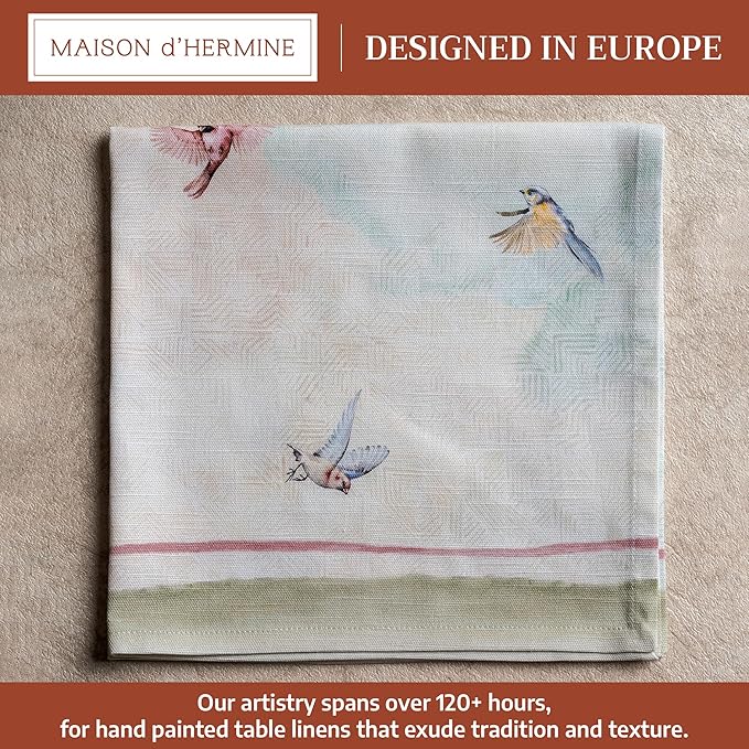 Maison d' Hermine Cloth Napkins Set of 4 Reusable 100% Cotton (20" x 20") | Everyday Square Napkins Cloth Washable Dinner Party Wedding Restaurant Hotel Kitchen Spring Summer - Flying Birds - Image 2