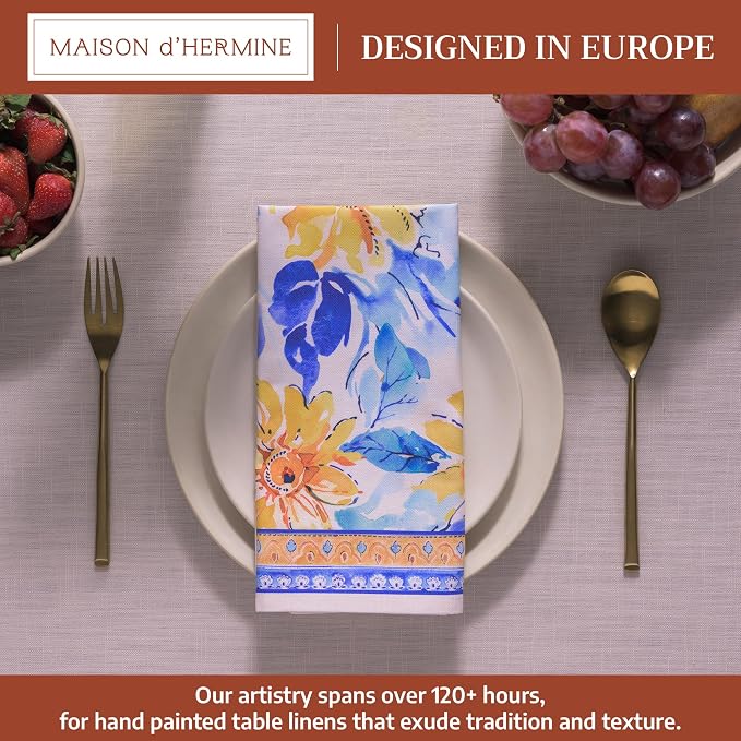 Maison d' Hermine Cloth Napkins Set of 4 Reusable 100% Cotton (20" x 20") | Everyday Square Napkins Cloth Washable Dinner Party Wedding Restaurant Hotel Kitchen Spring Summer - Girassol - Image 2