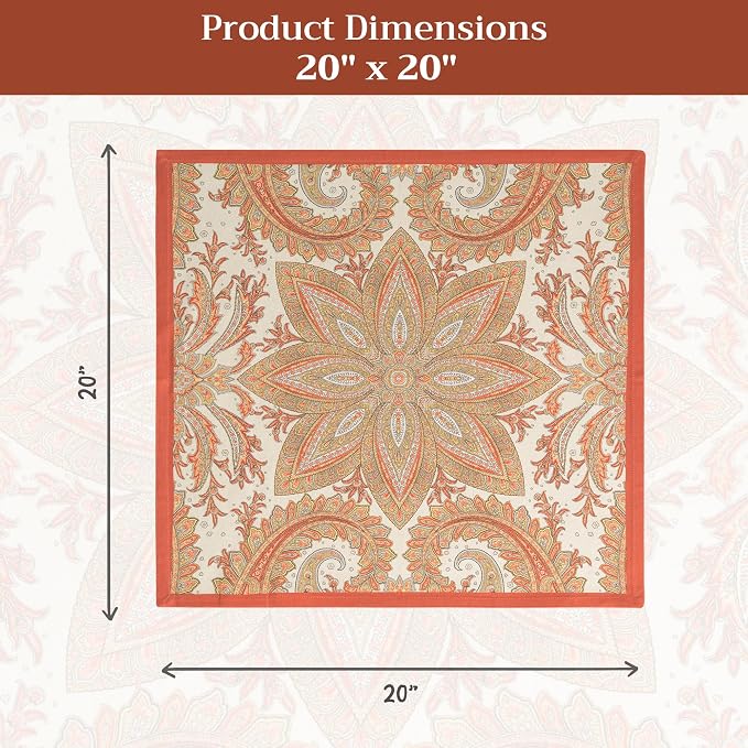 Maison d' Hermine Cloth Napkins Set of 4 100% Cotton Everyday Reusable Square Napkins Cloth Washable, Dinner, Party, Wedding, Restaurant (Kashmir Paisley, 20" x 20") | Everyday Square Napkins Cloth Washable Dinner Wedding Restaurant Hotel Kitchen Thank... - Image 7