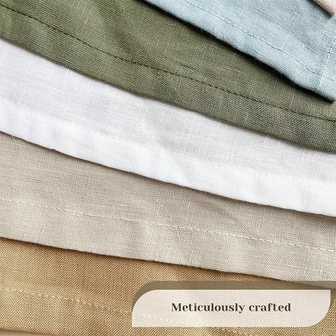 DerF HOME Cloth Napkins 100% Pure Linen, Light Blue, Set of 4, 18x18 | Embroidered, Handcrafted with Flax, Machine Washable, Soft & Durable - Image 3